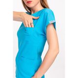 Nur Medikal Giyim Unisex Gökyüzü Mavisi Likralı Doktor Hemşire Cerrahi Scrubs Tek Üst Forma, XS