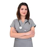 Nur Medikal Giyim Unisex Gri Likralı Doktor Hemşire Cerrahi Scrubs Tek Üst Forma, S Beden