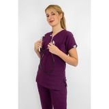 Nur Medikal Giyim Unisex Karadut Doktor Hemşire Hastane Likralı Scrubs Üst Forma