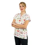 Nur Medikal Giyim Unisex Kelebek Desenli Hemşire Doktor Cerrahi Hastane Scrubs Forma, Renkli, S Beden