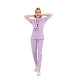 Nur Medikal Giyim Unisex Lila Likralı Doktor Hemşire Hastane Scrubs Nöbet Üniforma Takımı