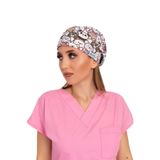 Nur Medikal Giyim Unisex Master Likralı Kahverengi Ayıcık Desenli Doktor Cerrahi Bone