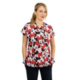 Nur Medikal Giyim Unisex Mickey Mouse Desenli Doktor Hemşire Cerrahi Tek Üst Forma, Pudra, S Beden