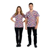 Nur Medikal Giyim Unisex Neşeli Mod Desenli Likralı Hemşire Doktor Cerrahi Scrubs Üniforma Takım, XS