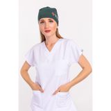 Nur Medikal Giyim Unisex Ördek Başı Yeşili Kalp Ritim Desenli Hemşire Cerrahi Bone