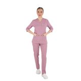 Nur Medikal Giyim Unisex Pudra Violet Model Scrubs Takım, Doktor Hemşire Üniforması