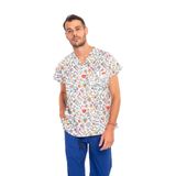 Nur Medikal Giyim Unisex Renkli Laborant Desenli Tek Üst Hastane Laboratuvar Forması, Beyaz, XS