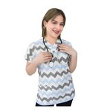 Nur Medikal Giyim Unisex Renkli Zigzag Desen Tek Üst Forma, S Beden