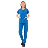 Nur Medikal Giyim Unisex Safir Terikoton Kumaş Doktor Hemşire Cerrahi Hastane Scrubs Üniforma Takımı, 2XL