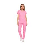 Nur Medikal Giyim Unisex Şeker Pembe Terikoton Hemşire Doktor Cerrahi Nöbet Takımı Scrubs, 2XL