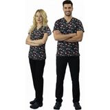 Nur Medikal Giyim Unisex Siyah Love Desenli Veteriner Doktor Hemşire Cerrahi Scrubs Üniforma Takım