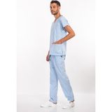 Nur Medikal Giyim Unisex Soft Likra Bebe Mavi Hemşire ve Doktor Üniforması Cerrahi Takım Scrubs - Bebe Mavisi - XS