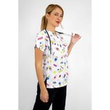 Nur Medikal Giyim Unisex Yara Bandı Desenli Doktor Hemşire Hastane Acil Servis Scrubs Tek Üst Forma, Beyaz, XL