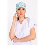 Nur Medikal Giyim Unisex Yeşil Diş Desenli Cerrahi Bone Hemşire Doktor Saç Bonesi