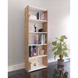 Nur Mobilya Melisa 5 Raflı Modern Kitaplık Beyaz Yonga Levha 60x20x170 cm Ceviz Renk