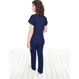 Nur Ortopedi Kadın-Erkek Lacivert Likralı Alt Üst Forma Takım Scrubs - 2XS