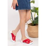 Nur Ortopedi Kırmızı Renk Açık Çapraz Airmax Ortopedik Kadın Sabo Terlik 01 - 36