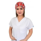 Nur Ortopedi Unisex Snoopy Desenli Hastane Doktor Hemşire Cerrahi Bonesi, Kırmızı