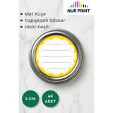 Nur Print 48 Adet Yuvarlak Kavanoz Kapağı Etiketi 5 Cm, Kuşe Kağıt, Reçel, Bal, Konserve Stickerı