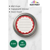 Nur Print 48 Adet Yuvarlak Kavanoz Kapağı Etiketi 5 Cm, Mat Kuşe Kağıt, Reçel, Bal, Konserve Stickerı