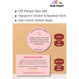 Nur Print Butik Satıcı Kargo Paketleme Seti - 70 Adet Yuvarlak Kargo Açılış Video Uyarı Yapışkanlı Etiket - Stickerı (4 Cm) ve 100 Adet Yorum Paylaşım Teşekkür Kartı (5x7 Cm) Kombo Paket