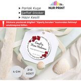Nur Print Kına Etiketi, Kişiye Özel Sticker, Yapışkanlı Parlak Kuşe Kağıt Sticker, Düğün, Nişan, Kına, Yuvarlak Isimli Etiket, Çap 4 Cm, 210 Adet - MODEL 1
