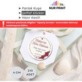 Nur Print Kına Etiketi, Kişiye Özel Sticker, Yapışkanlı Parlak Kuşe Kağıt Sticker, Düğün, Nişan, Kına, Yuvarlak Isimli Etiket, Çap 4 Cm, 210 Adet - MODEL 2
