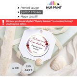 Nur Print Kına Etiketi, Kişiye Özel Sticker, Yapışkanlı Parlak Kuşe Kağıt Sticker, Düğün, Nişan, Kına, Yuvarlak Isimli Etiket, Çap 4 Cm, 210 Adet - MODEL 3
