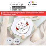 Nur Print Kına Etiketi, Kişiye Özel Sticker, Yapışkanlı Parlak Kuşe Kağıt Sticker, Düğün, Nişan, Kına, Yuvarlak Isimli Etiket, Çap 4 Cm, 210 Adet - MODEL 4