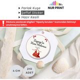Nur Print Kına Etiketi, Kişiye Özel Sticker, Yapışkanlı Parlak Kuşe Kağıt Sticker, Düğün, Nişan, Kına, Yuvarlak Isimli Etiket, Çap 4 Cm, 210 Adet - MODEL 5