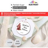 Nur Print Kına Etiketi, Kişiye Özel Sticker, Yapışkanlı Parlak Kuşe Kağıt Sticker, Düğün, Nişan, Kına, Yuvarlak Isimli Etiket, Çap 4 Cm, 210 Adet - MODEL 6