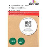 Nur Print Kişiye Özel Qr Kodlu Yapışkanlı Teşekkür Etiketi, 144 Adet Yuvarlak Ambalaj Stickerı, 5 cm Çap