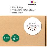 Nur Print Yapışkanlı Sticker, Yuvarlak Etiket Çap 3 Cm, Parlak Kuşe 'bu Paket Mutluluk Içerir' Yazılı
