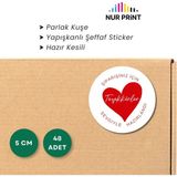 Nur Print Yapışkanlı Sticker, Yuvarlak Etiket Çap 3 Cm, Parlak Kuşe, Siparişiniz Için 'teşekkürler' Yazılı - 5 cm