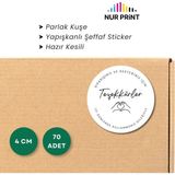 Nur Print Yapışkanlı Sticker, Yuvarlak Etiket Çap 4 Cm, Parlak Kuşe Siparişiniz ve Desteğiniz Için 'teşekkürler'