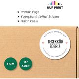 Nur Print Yapışkanlı Sticker, Yuvarlak Etiket, Parlak Kuşe Bizi Tercih Ettiğiniz Için 'teşekkür Ederiz' Yazılı - 3 cm
