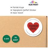 Nur Print Yapışkanlı Sticker, Yuvarlak Etiket, Parlak Kuşe Bizi Tercih Ettiğiniz Için 'teşekkür Ederiz' Yazılı - 4 cm