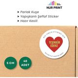 Nur Print Yapışkanlı Sticker, Yuvarlak Etiket, Parlak Kuşe Bizi Tercih Ettiğiniz Için 'teşekkürler' Yazılı - 5 cm