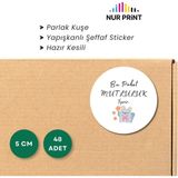 Nur Print Yapışkanlı Sticker, Yuvarlak Etiket, Parlak Kuşe 'bu Paket Mutluluk Içerir' Yazılı - 5 cm
