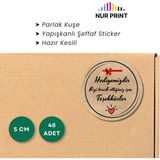 Nur Print Yapışkanlı Sticker, Yuvarlak Etiket, Parlak Kuşe, Hediye Paketi, 'hediyemizdir Bizi Tercih Ettiğiniz Için 'teşekkürler' Yazılı - 5 cm
