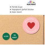 Nur Print Yapışkanlı Sticker, Yuvarlak Etiket, Parlak Kuşe Siparişiniz Için 'teşekkürler' Yazılı - 4 cm
