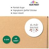 Nur Print Yapışkanlı Sticker, Yuvarlak Sticker Etiket, Parlak Kuşe 'bu Paket Huzur Içerir' Yazılı - 5 cm