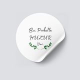 Nur Print Yapışkanlı Sticker, Yuvarlak Sticker Etiket, Parlak Kuşe, 'bu Pakette Huzur Var' Yazılı - 4 cm