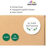 Nur Print Yapışkanlı Sticker, Yuvarlak Sticker Etiket, Parlak Kuşe 'bu Pakette Mutluluk Var' Yazılı - 5 cm