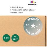 Nur Print Yapışkanlı Sticker, Yuvarlak Tebrikler Etiketi, Parlak Kuşe, Ödül, Karne, Ödev, 'aferin, Iyi Iş Çıkardın' Yazılı - 5 cm