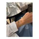 Nur Steel Luxe Gold Paslanmaz Üzeri 22 Ayar Altın Kaplama Roma Rakamlı Zirkon Taşlı Kelepçe Bileklik