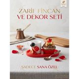 Nura Co Zarif Fincan Kahve Seti - Dekoratif Cupcake Şekerlik Kırmızı Tabak El Yapımı - Premium