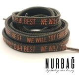 NURBAĞ DOKUMA Spor Ayakkabı Siyah Yassı Bağcık (WILL TRY OUR BEST) 90 Cm Yazılı 1 Çift Bs11