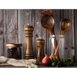 Nurcamp Ahşap Baharat Tuz Öğütücü Değirmen Tuzluk Baharatlık 14 cm ve 21 cm 2'li Set Kahverengi