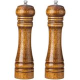 Nurcamp Ahşap Baharat Tuz Öğütücü Değirmen Tuzluk Baharatlık 21 cm 2'li Set Kahverengi